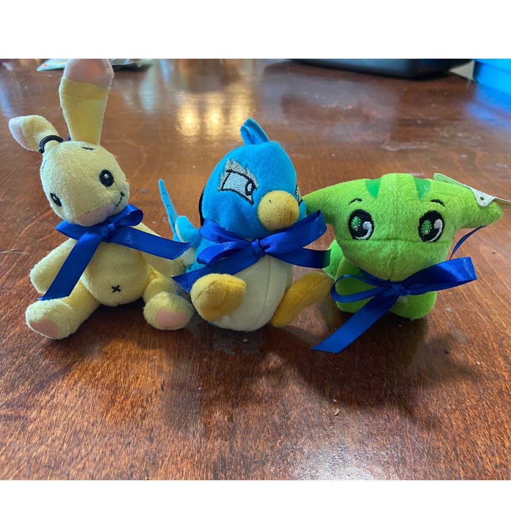 Neopets McDonald's 2005 Plush Clip Lot 3 Green Poogle pteri Yellow Blumaroo